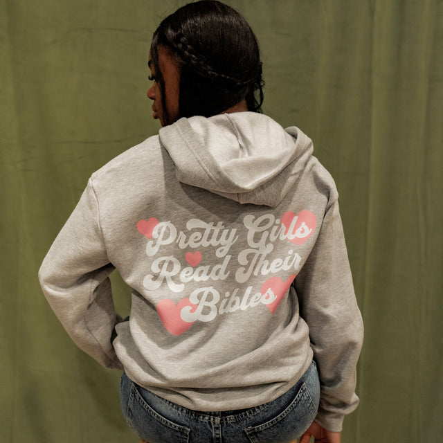 Pretty Girls Read Their Bibles Zip-Up Hoodie (Heather Gray)