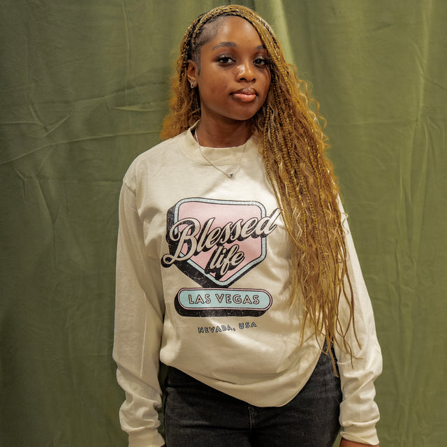 Blessed Life Long Sleeve Tee (Ivory)