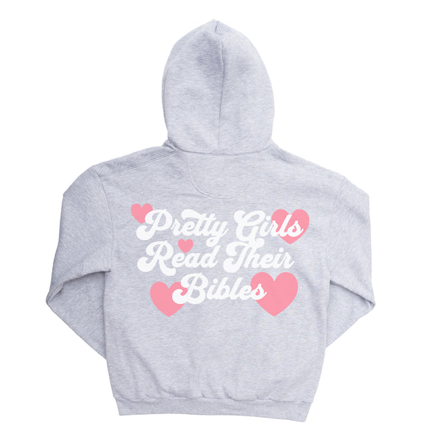 Pretty Girls Read Their Bibles Zip-Up Hoodie (Heather Gray)